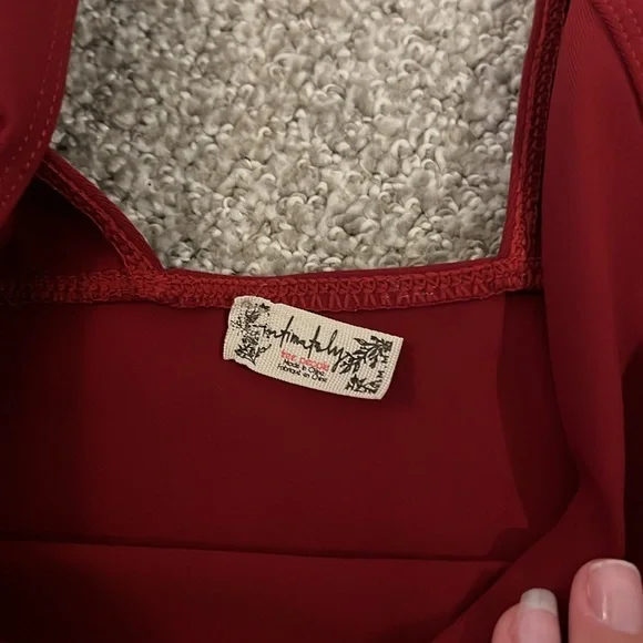 low cut v free people red sweetheart top - Picture 3 of 3